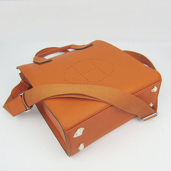 Best Hermes Togo Leather Handbag Orange 8076 - Click Image to Close
